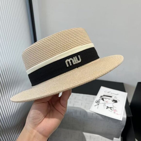 Shoes - Miu Miu Straw Hat with Black Trim